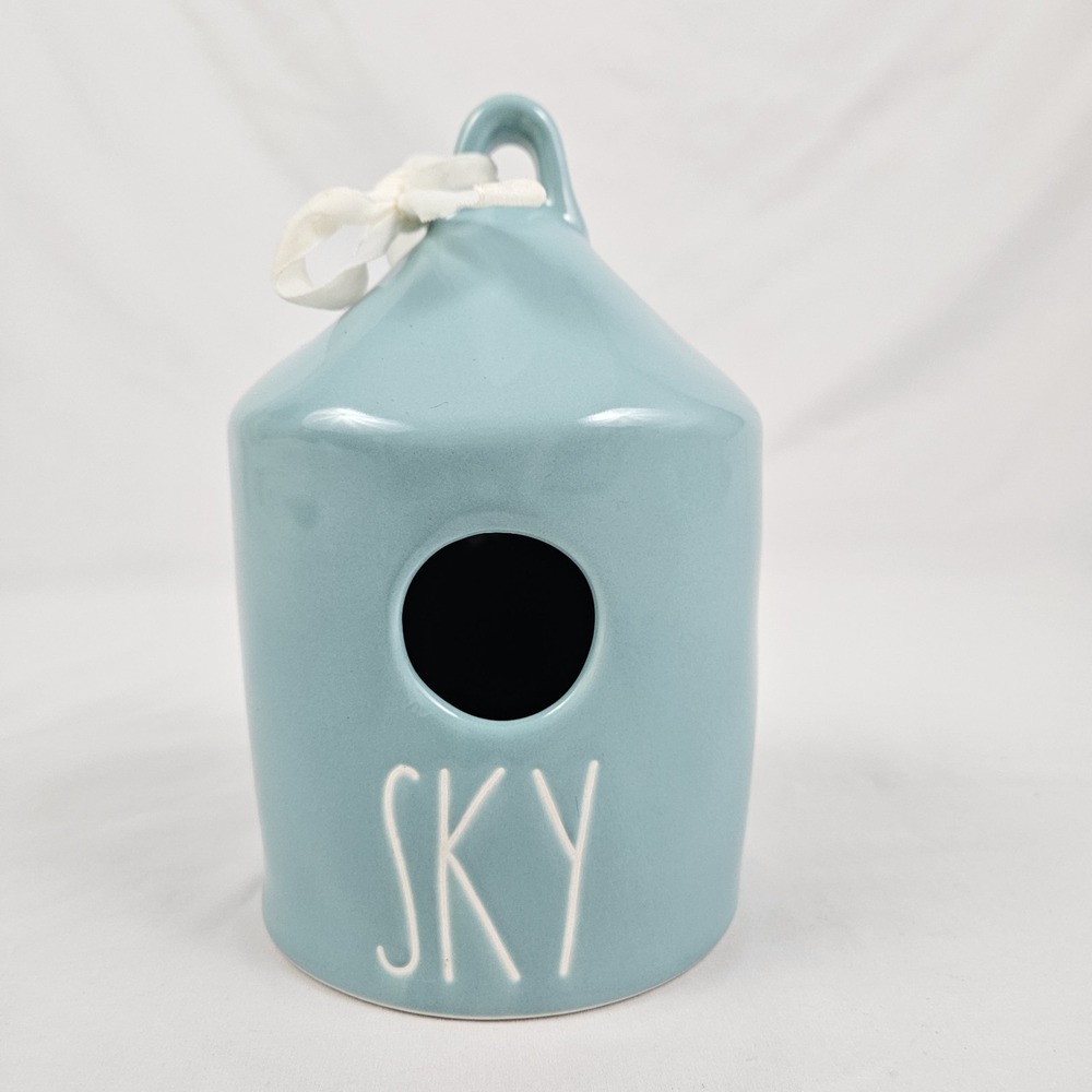 Ceramic Rae Dunn Birdhouse Blue USA America Blue Sky Bird House